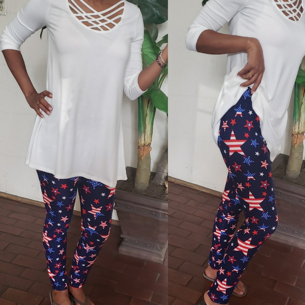 Stars & Stripes Leggings One Size 12-20